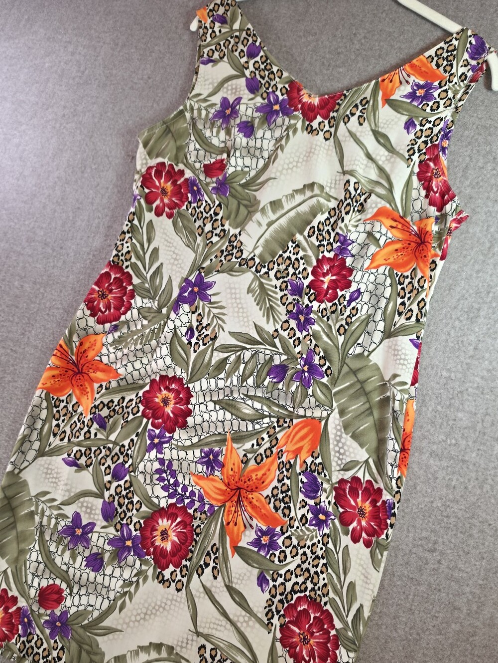 Kathie Lee Collection Orange Tropical Floral Back Zip Dress Size 6